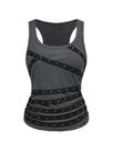 Camiseta regata feminina SOLY HUX, punk cravejada, franzida e gola redonda