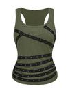 Camiseta regata feminina SOLY HUX, punk cravejada, verde franzida, tamanho L Camiseta regata feminina SOLY HUX, punk cravejada, verde franzida, tamanho L