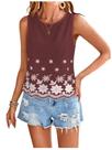 Camiseta regata feminina SweatyRocks sem mangas, boho, ilhó floral