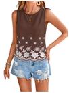 Camiseta regata feminina SweatyRocks sem mangas, boho, ilhó floral