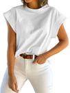 Camiseta regata feminina Tankaneo de verão com manga curta branca
