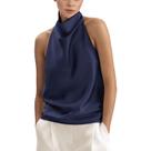 Camiseta regata feminina Tears and Seda Fashion Halter azul marinho S