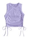 Camiseta regata feminina WDIRARA franzida com cordão lateral lilás roxa