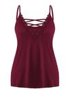Camiseta regata feminina winkbay, tamanho grande, decote em V, cami borgonha, 4GG