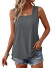 Camiseta regata feminina YUCOLEN, folgada, gola quadrada, cinza escuro, S