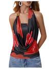 Camiseta regata Floerns, de verão, drapeada, frontal, gola alta, gola alta, feminina Camiseta regata Floerns, de verão, drapeada, frontal, gola alta, gola alta, feminina