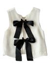 Camiseta regata GORGLITTER Cute Bow sem encosto sem mangas tricotada branca