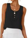 Camiseta regata IDEALSANXUN de linho para mulheres, primavera, verão, preta, XL