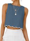 Camiseta regata IDEALSANXUN de linho para mulheres sem mangas, cinza, azul