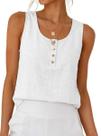 Camiseta regata IDEALSANXUN Linen para mulheres 2026 branca tamanho L