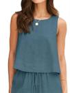 Camiseta regata IDEALSANXUN, linho para mulheres, primavera, verão, cinza, azul