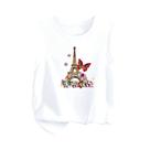 Camiseta Regata Infantil Com Estampa De Desenho Animado Da Torre Eiffel E Borboletas Para Meninas