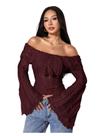 Camiseta regata MakeMeChic Off Shoulder de renda vermelha para mulheres Camiseta regata MakeMeChic Off Shoulder de renda vermelha para mulheres