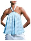 Camiseta regata MakeMechic Tie Back Halter Sheer Swiss Dots Blue M