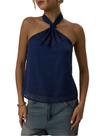 Camiseta regata MakeMechic Tie Back Halter Sheer Swiss Dots Blue Camiseta regata MakeMechic Tie Back Halter Sheer Swiss Dots Blue