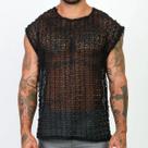 Camiseta Regata Masculina Crochê Telinha Machão Oversized