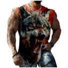 Camiseta regata masculina Wolf com estampa 3D casual, ginástica, secagem rápida Camiseta regata masculina Wolf com estampa 3D casual, ginástica, secagem rápida