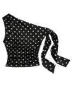 Camiseta regata Milumia Polka Dots, um ombro, franzida