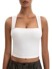 Camiseta regata MOSSROZZ Freedom Unbound branca com nervuras para mulheres