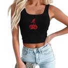 Camiseta regata QISSYILY Cherry Graphic com estampa de 8 bolas para mulheres Camiseta regata QISSYILY Cherry Graphic com estampa de 8 bolas para mulheres