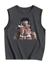 Camiseta regata Roseeek Retro Graphics para homens cinza escuro G-Small