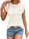 Camiseta regata SHEWIN Cute Spring Fashion 2025 em crochê branca para mulheres