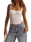 Camiseta regata SOLY HUX com bolinhas, espartilho, corpete, mulher, branca