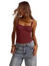 Camiseta regata SOLY HUX feminina com estampa de bolinhas e espartilho bordô