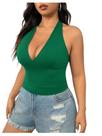 Camiseta regata SOLY HUX feminina plus size com decote em V profundo