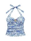 Camiseta regata SOLY HUX para menina, franzida de verão, azul, azul, floral, 8Y Camiseta regata SOLY HUX para menina, franzida de verão, azul, azul, floral, 8Y