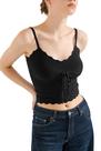 Camiseta regata SUUKSESS Summer Sexy Spaghetti Straps com decote em V preta
