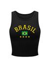 Camiseta regata SweatyRocks Brazil Letter Graphic feminina preta