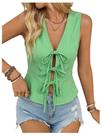 Camiseta regata SweatyRocks com gravata frontal, sem mangas, turquesa, feminina
