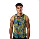 Camiseta Regata Verão Estilo Moda Praia Arara Arte Folhas Colorido 1800