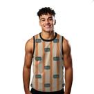Camiseta Regata Verão Estilo Moda Praia Banco de Feno Listras Laranja Antigo 1477