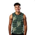 Camiseta Regata Verão Estilo Moda Praia Coqueiros Listras Verde Árvore 1261