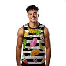 Camiseta Regata Verão Estilo Moda Praia Listras Frutas Picolé Cartoon 1088