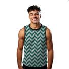 Camiseta Regata Verão Estilo Moda Praia Listras Símbolos Verde Setas 1848