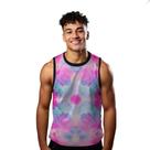 Camiseta Regata Verão Estilo Moda Praia Manchas Explosão Rosa 1596