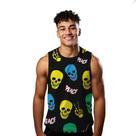Camiseta Regata Verão Estilo Moda Praia Peace Caveira Colorido 1215