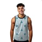 Camiseta Regata Verão Estilo Moda Praia Surfista Surf Listras Azul Mar 1553