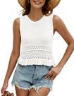 Camiseta regata VIMPUNEC de malha de verão para mulheres branca M