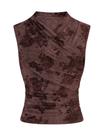 Camiseta regata WDIRARA Velvet Jacquard Floral com decote em V para mulheres