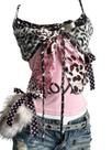 Camiseta regata Xiulaiyi Gyaru Scene Vintage Harajuku Y2K Leopard Print