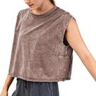 Camiseta regata Yioaga Acid Wash vintage cortada sem mangas para mulher
