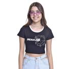Camiseta Retrô Cropped Teen Amofany Decote V Nas Costas - PRETO - PP