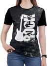 Camiseta Rock N Roll Feminina Guitarra blusa Cinza