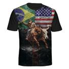 Camiseta Rodeio Eua Brasil Country Bull Ryder Estampa Total Tamanho:GCor:Preta