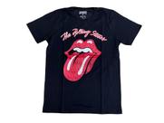 Camiseta Rolling Stones Logo Língua Preto Blusa Adulto Banda de Rock Bo584 BM