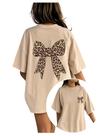 Camiseta RoseSeek Girl's Bow Leopard com estampa de manga curta 10Y Camiseta RoseSeek Girl's Bow Leopard com estampa de manga curta 10Y